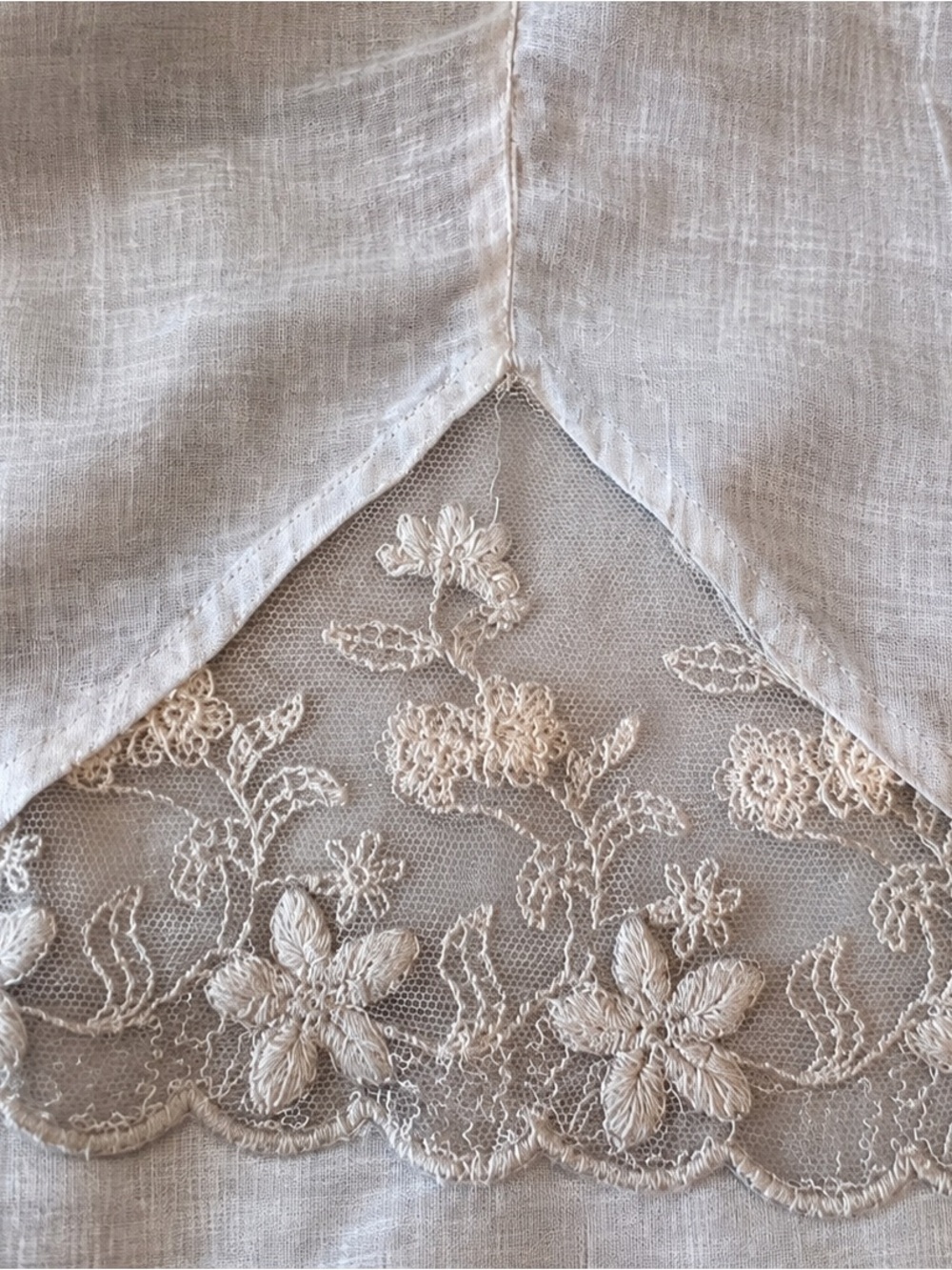 Anthropologie Braez Sheer Lightweight Dress Lace Hem, Airy Gauze, Soft Gray. Med - Picture 4 of 9
